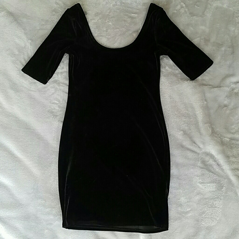Bershka velvet black bodycon dress